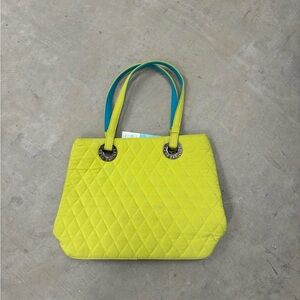 Vera Bradley Small Two Toned Blue/Green Quilted Handbag Purse NWT‎